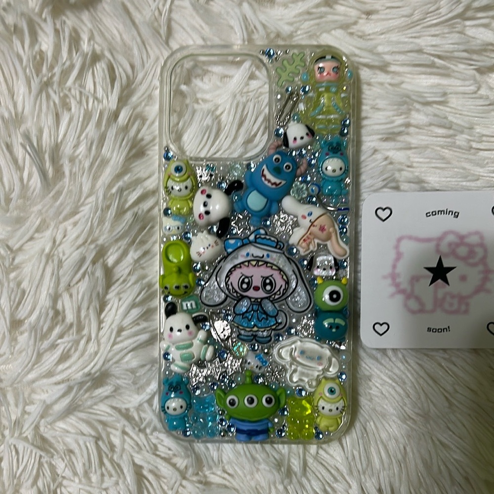 Handmade iPhone 15 Pro Max Junk Case Labubu Sanrio Monsters Inc Kawaii Y2K
